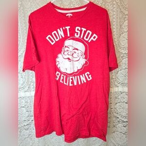 Holiday Time, Dont Stop Believing Santa Short Sleeve T-shirt, XL